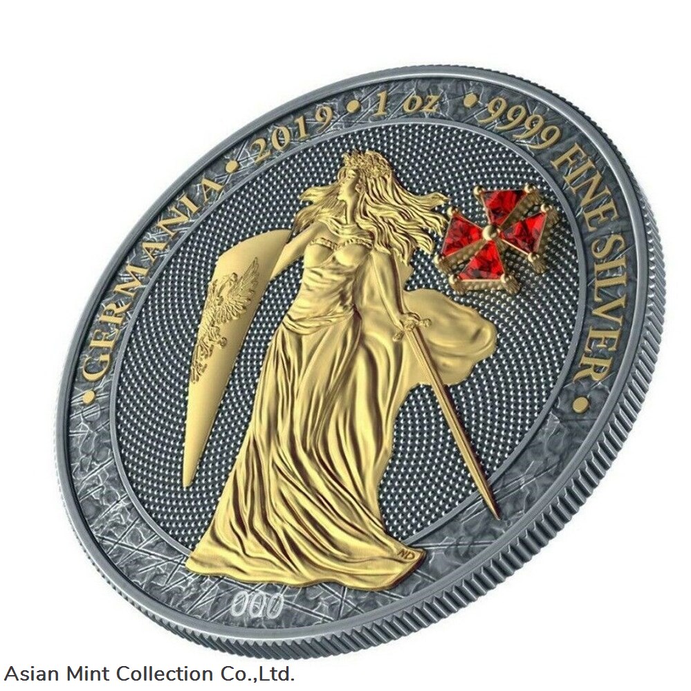 coins ingots bullion 2019 germania red crystal cross 1oz silver antique finish coin