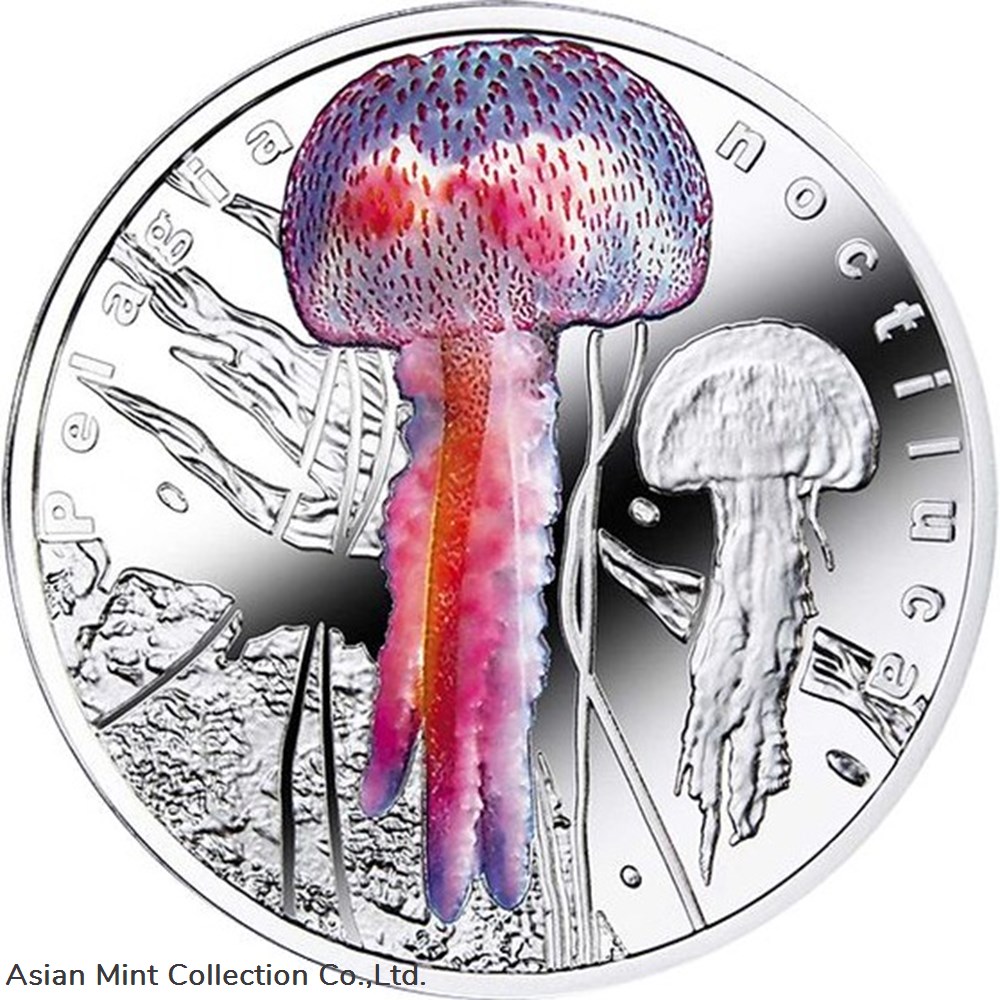 2016 - PELAGIA NOCTILUCA Bioluminescent Animals Medusa Jellyfish Silver Coin 1$ coins ingots bullion 2016 pelagia noctiluca bioluminescent animals medusa jellyfish silver coin 1