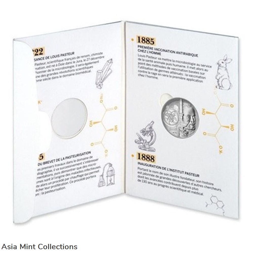 2022 - 10 euro France silver – Louis Pasteur 4 coins ingots bullion coin 2022 10 euro france silver louis pasteur