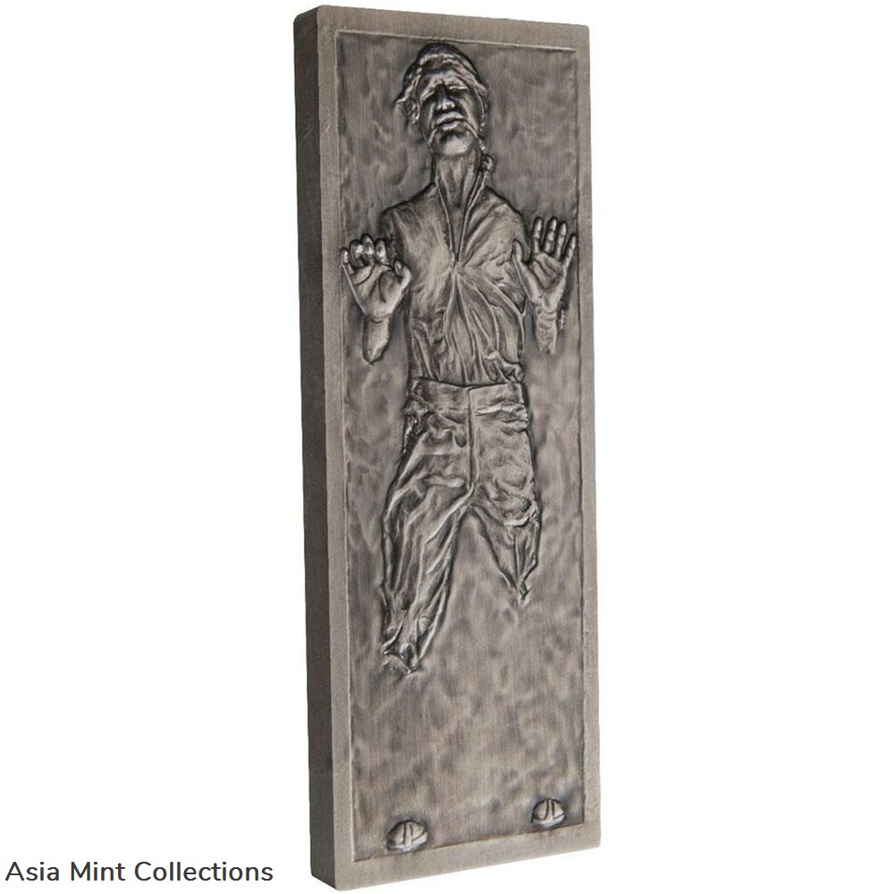 2022 Star Wars Han Solo™ in Carbonite - 10 OZ Silver Proof Coin -Niue 2 coins ingots bullion 2022 star wars han solo in carbonite 10 oz silver proof coin niue