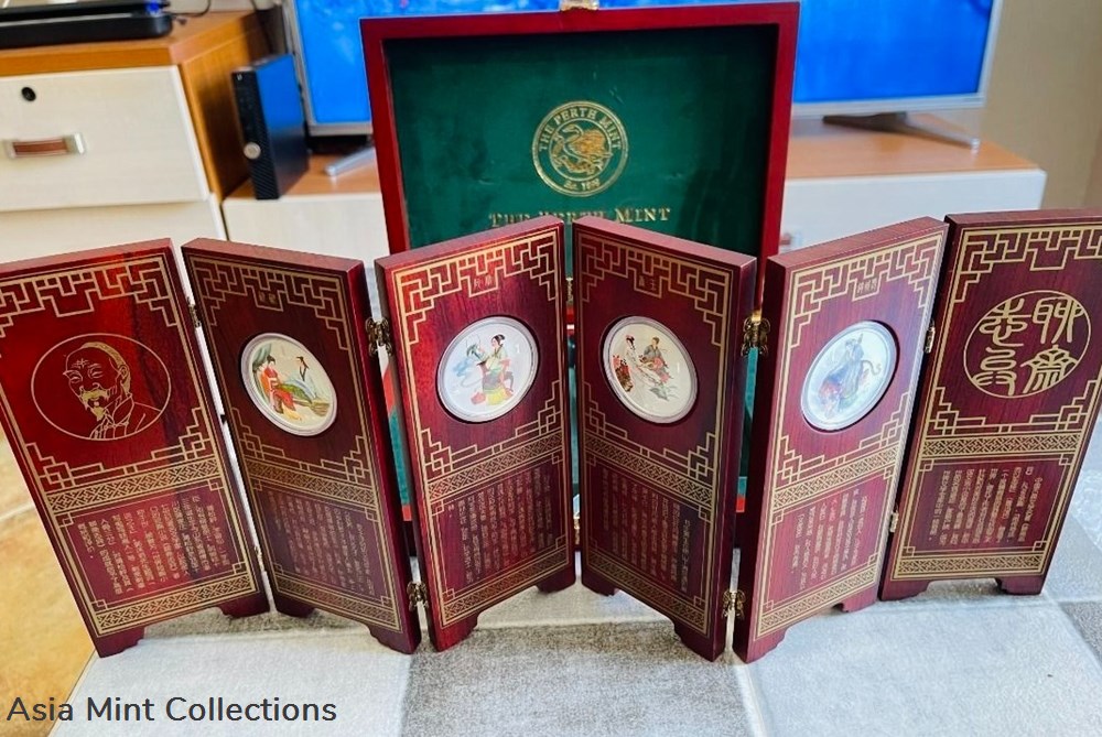 2003 Cook Island-Perth Mint - Chinesse Liao Zhai Story Colorized Silver Coin Sets - 1oz x 4 coins ingots bullion 2003 cook island perth mint chinesse liao zhai story colorized silver coin sets 1oz x 4