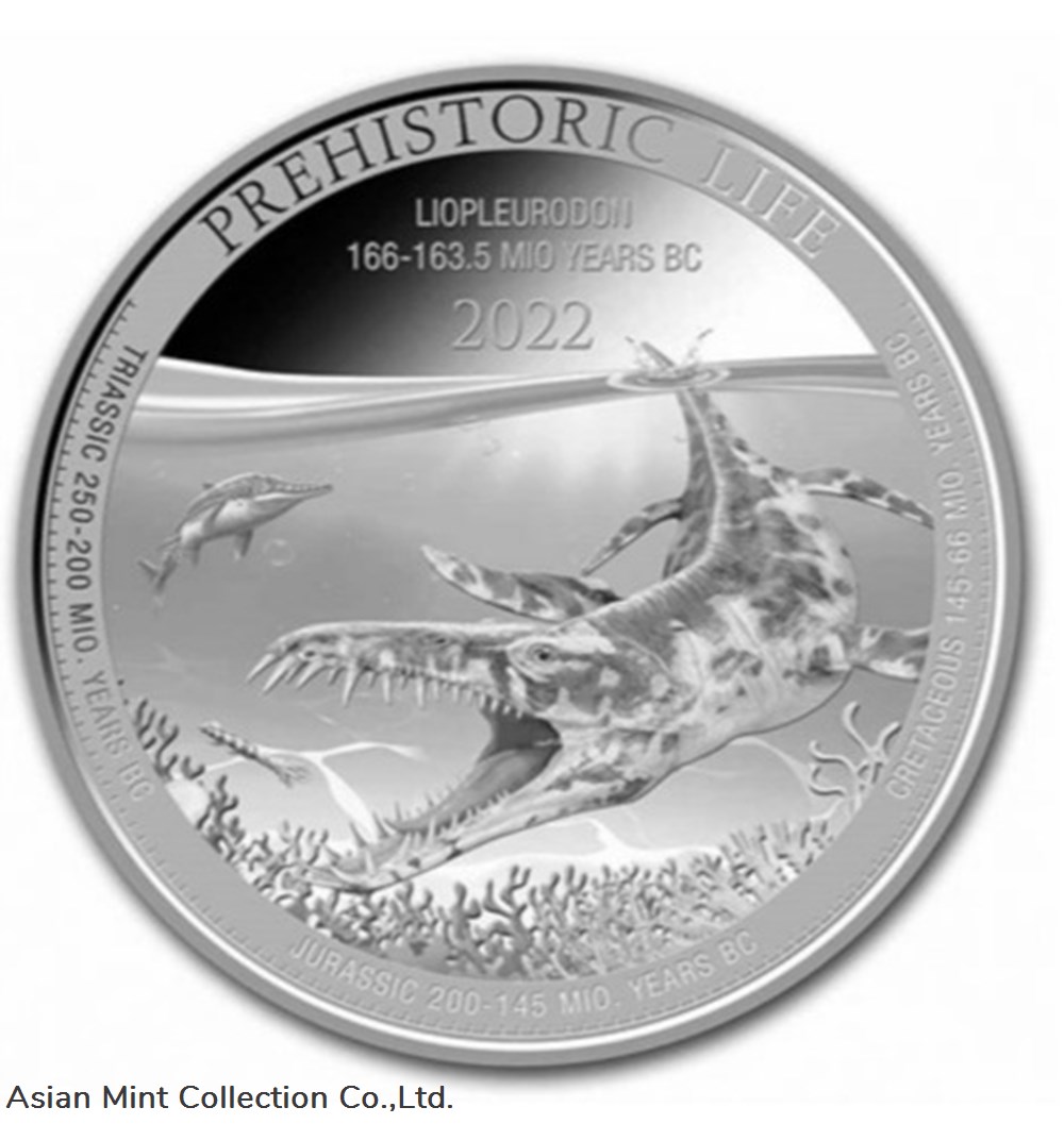 2022 - Prehistoric Life LIOPLEURODON Dinosaure - Congo 1 oz .999 silver BU with Caps coins ingots bullion coin 2022 prehistoric life liopleurodon dinosaure congo 1 oz 999 silver bu with caps