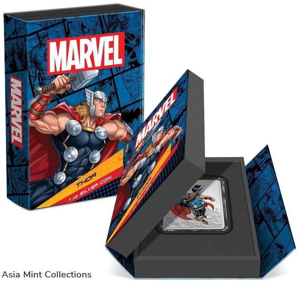 2023 Niue Marvel Evergreen Thor 1oz Silver Colorized Proof Coin 3 coins ingots bullion 2023 niue marvel evergreen thor 1oz silver colorized proof coin