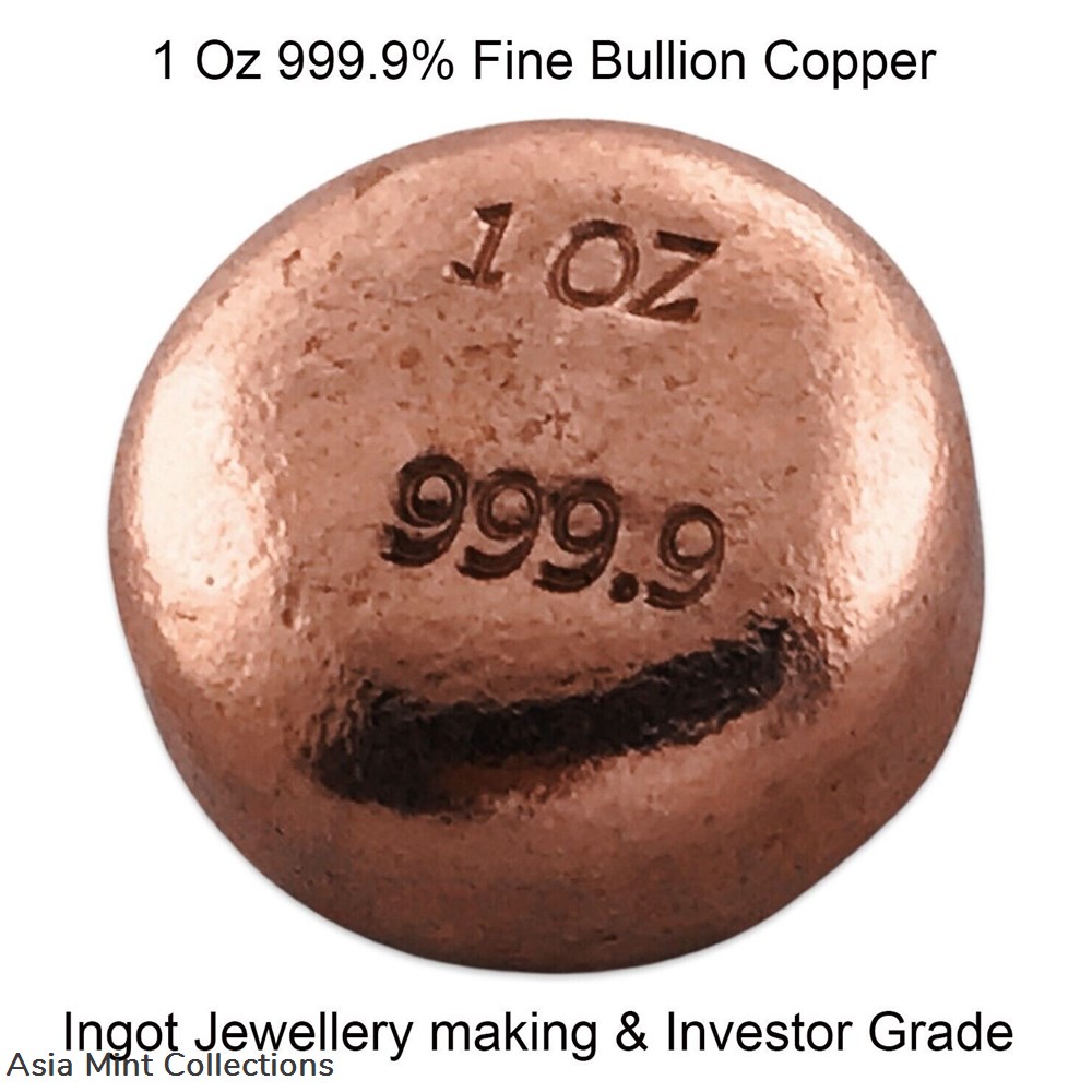 1 Troy Oz 999.9 Solid Fine Grade Copper Bullion Ingot Investor Bars coins ingots 1 troy oz 999 9 solid fine grade copper bullion ingot investor bars