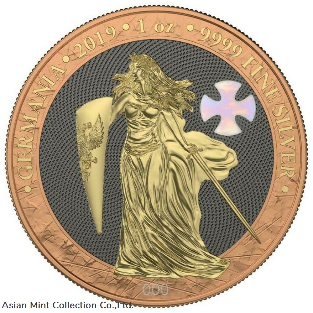 2019 - Germania Mother of Pearl Cross 1oz Silver BU Coin coins ingots bullion 2019 germania mother of pearl cross 1oz silver bu coin