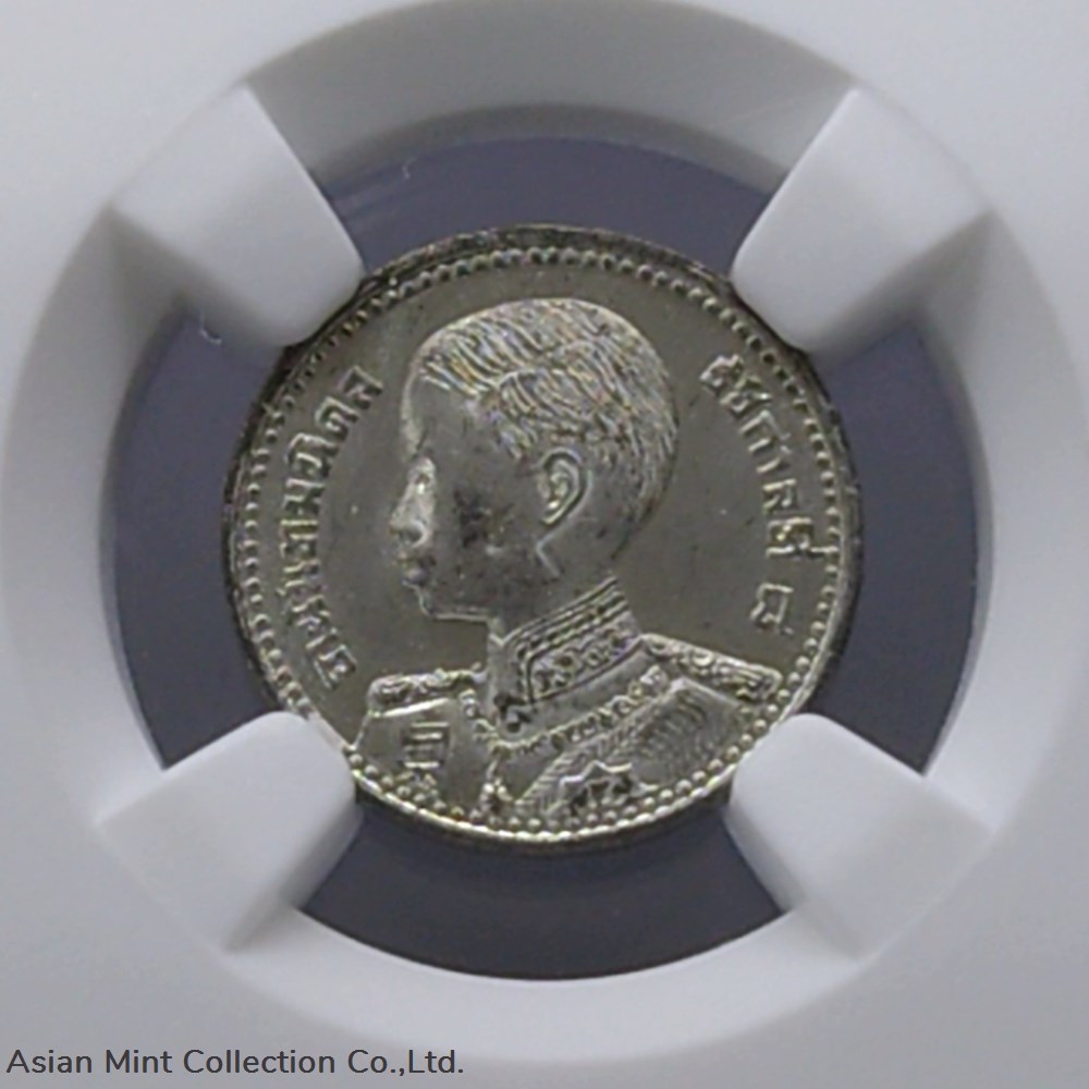 1946 - Satang tin 5 satang, Rama 8 type, big head, unused, graded MS 64 NGC 3 coins world thailand 1946 satang tin 5 satang rama 8 type big head unused graded ms 64 ngc