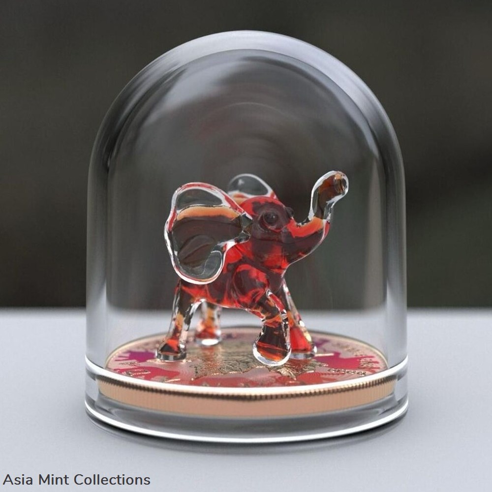2022 - 1 Oz Silver Coin $5 Canada Maple Leaf Murano Glass Series - Red Elephant 2 coins ingots bullion 2022 1 oz silver coin 5 canada maple leaf murano glass series red elephant