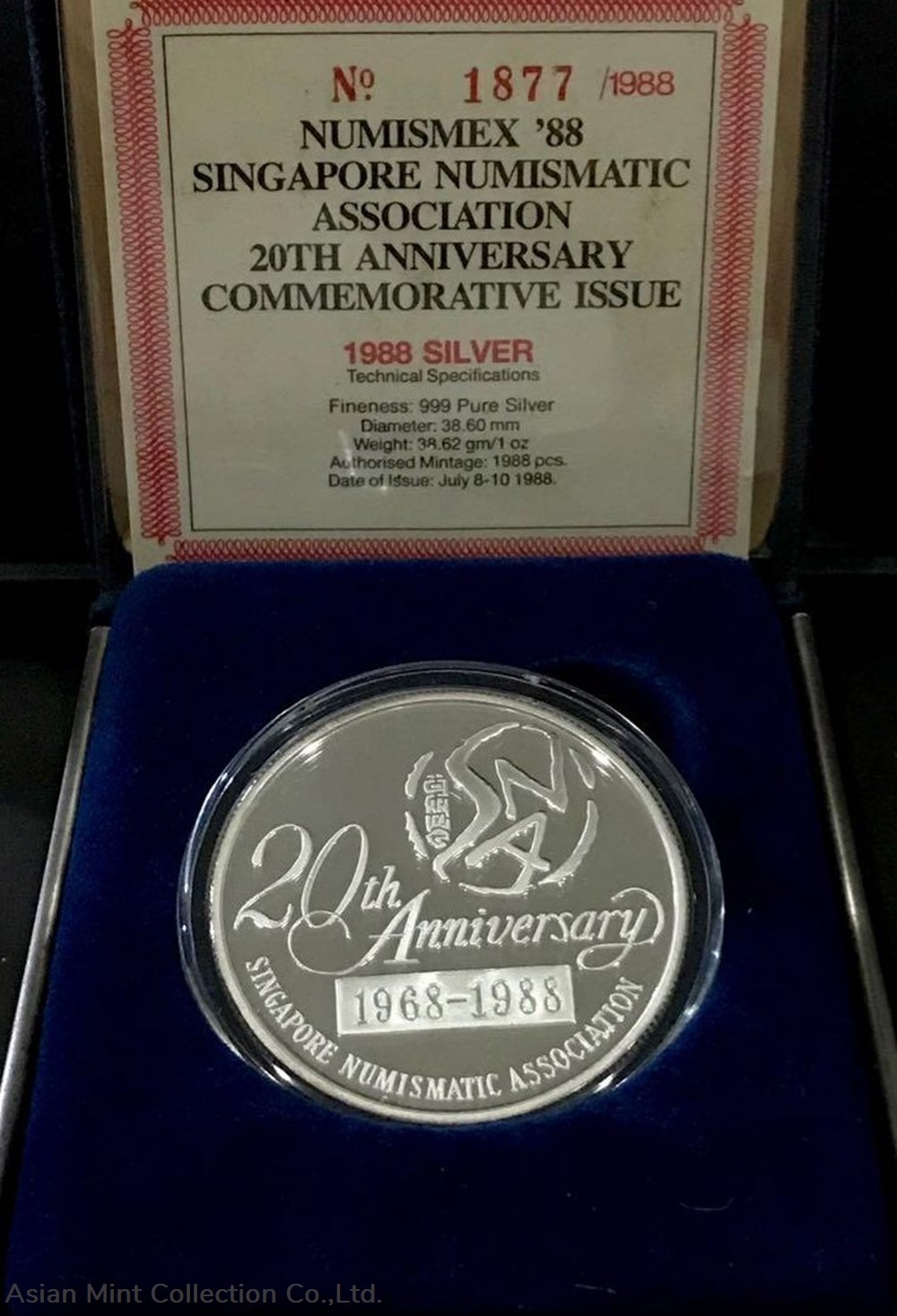 1988 20th Anniversary Of SNA,Silver Medal,UNC 3 coins 1988 20th anniversary of sna silver medal unc