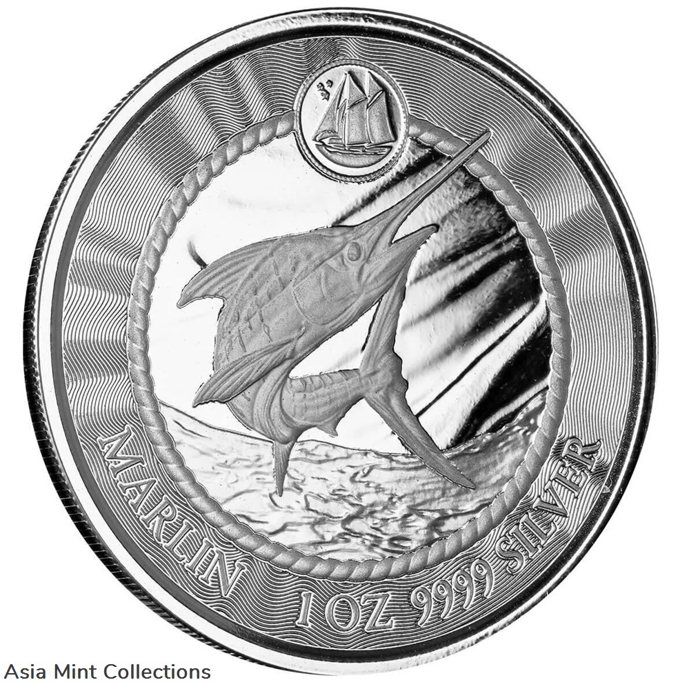 coins ingots bullion coin 2023 cayman islands 1 marlin 1 oz silver 999 proof like