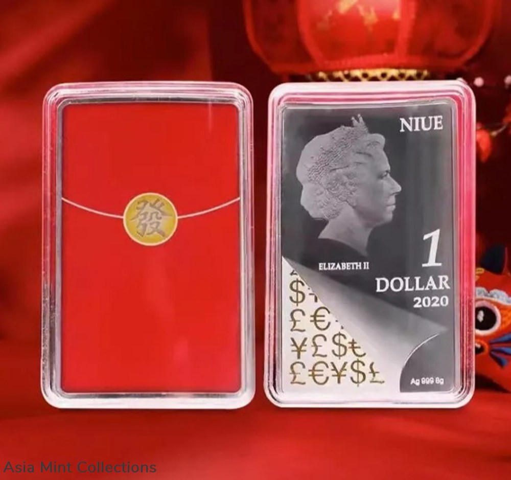2020 Niue island $1 get rich silver shap red packet 8 gram proof coin coins ingots bullion 2020 niue island 1 get rich silver shap red packet 8 gram proof coin