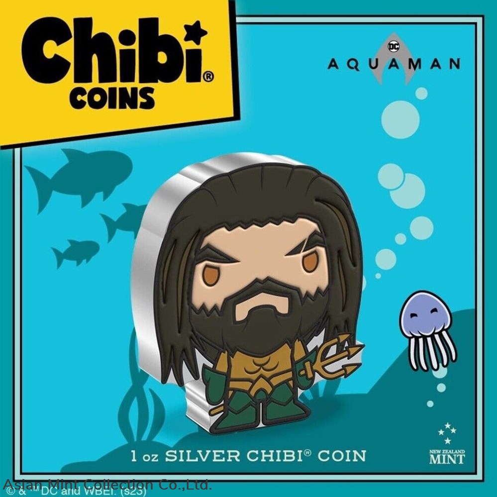 2023 Niue DC Comics Aquaman 1oz Silver Chibi Proof Coin 5 coins ingots bullion ingot 2023 niue dc comics aquaman 1oz silver chibi proof coin