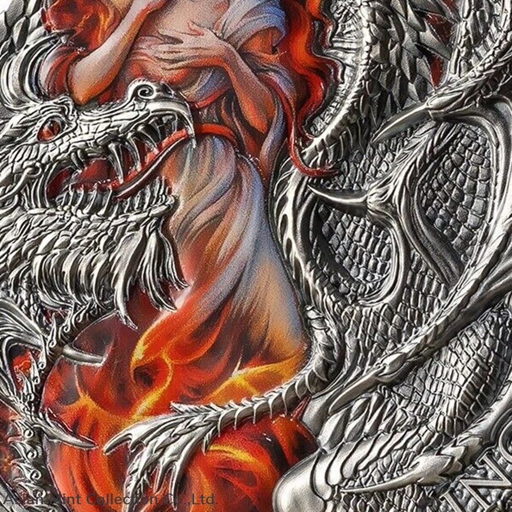 2023 - Flaming Wyvern The Dragonology 2 oz Silver Coin 2000 Francs CFA Cameroon 5 coins ingots bullion 2023 flaming wyvern the dragonology 2 oz silver coin 2000 francs cfa cameroon