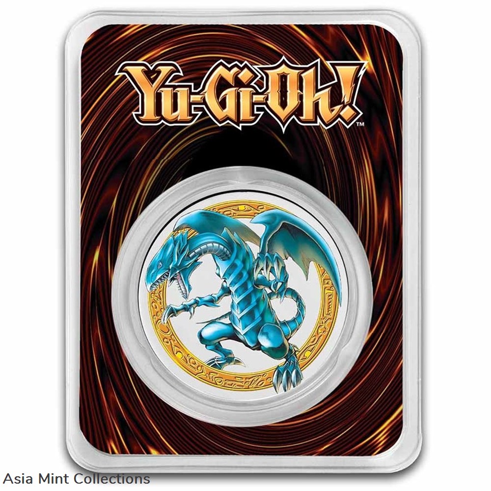 2023 - Yu-Gi-Oh! Blue-Eyes White Dragon 1oz 999 Silver Colored Niue ST/BU in TEP coins ingots bullion coin 2023 yu gi oh blue eyes white dragon 1oz 999 silver colored niue st bu in tep