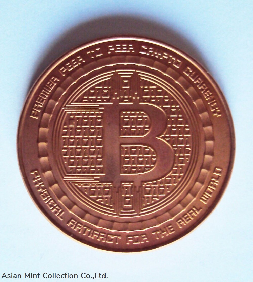 USA .999 Fine Copper Round 'Bitcoin' image - 1 Ounce Avoirdupois - UNC coins world united states usa 999 fine copper round bitcoin image 1 ounce avoirdupois unc
