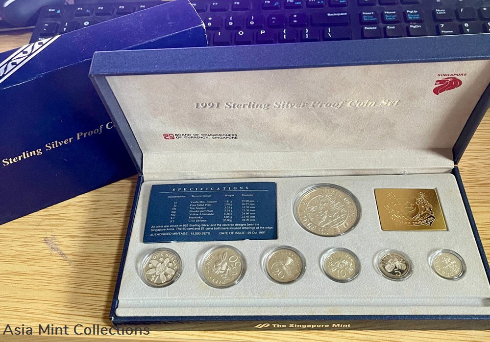 1991 Sterling Silver Proof Coin Set With Original box & Cert. 0.925 silver 3 coins ingots bullion 1991 sterling silver proof coin set with original box cert 0 925 silver