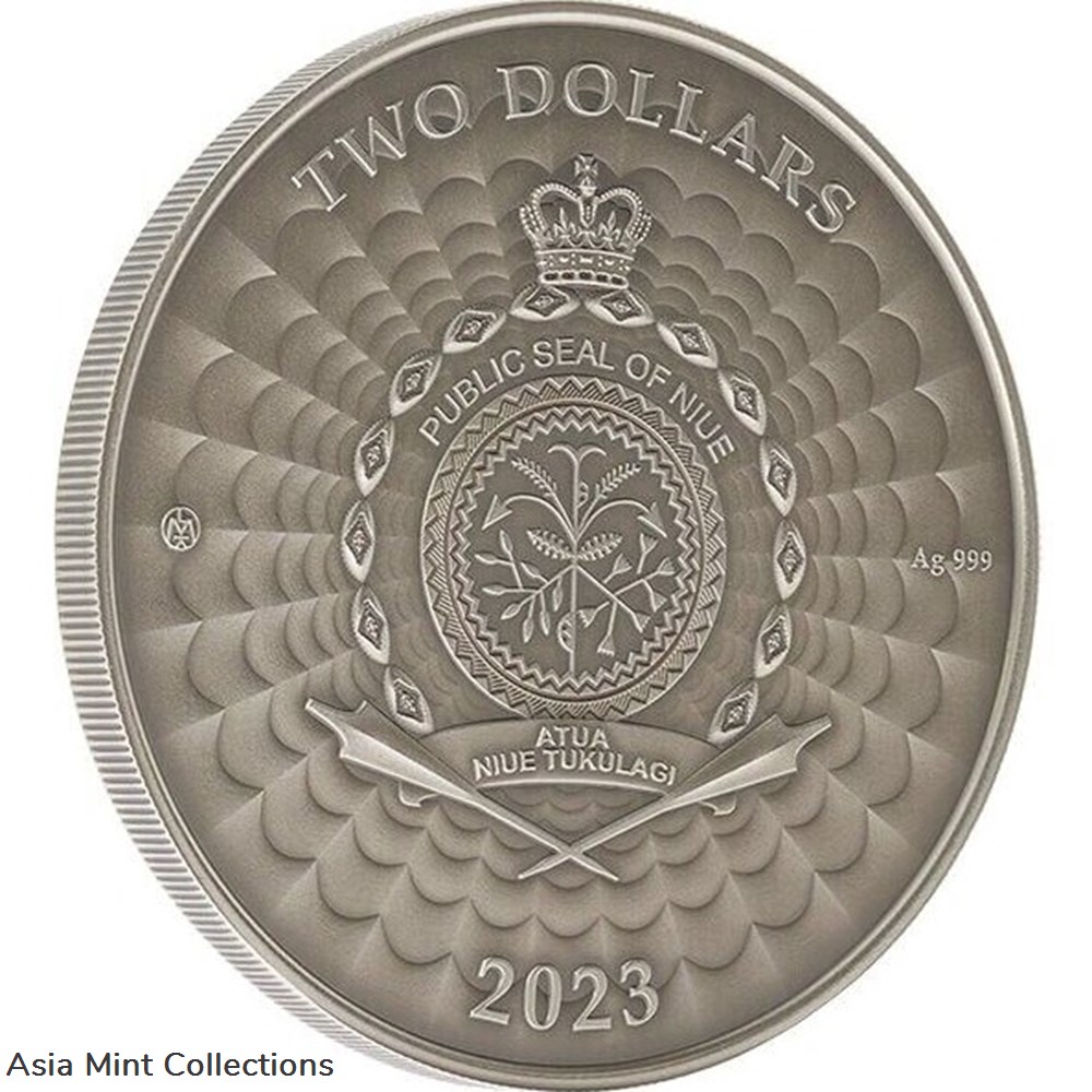 2023 - Dragon World of Cryptids 1 oz Antique Finish Silver Coin 2$ Niue 2 coins ingots bullion 2023 dragon world of cryptids 1 oz antique finish silver coin 2 niue