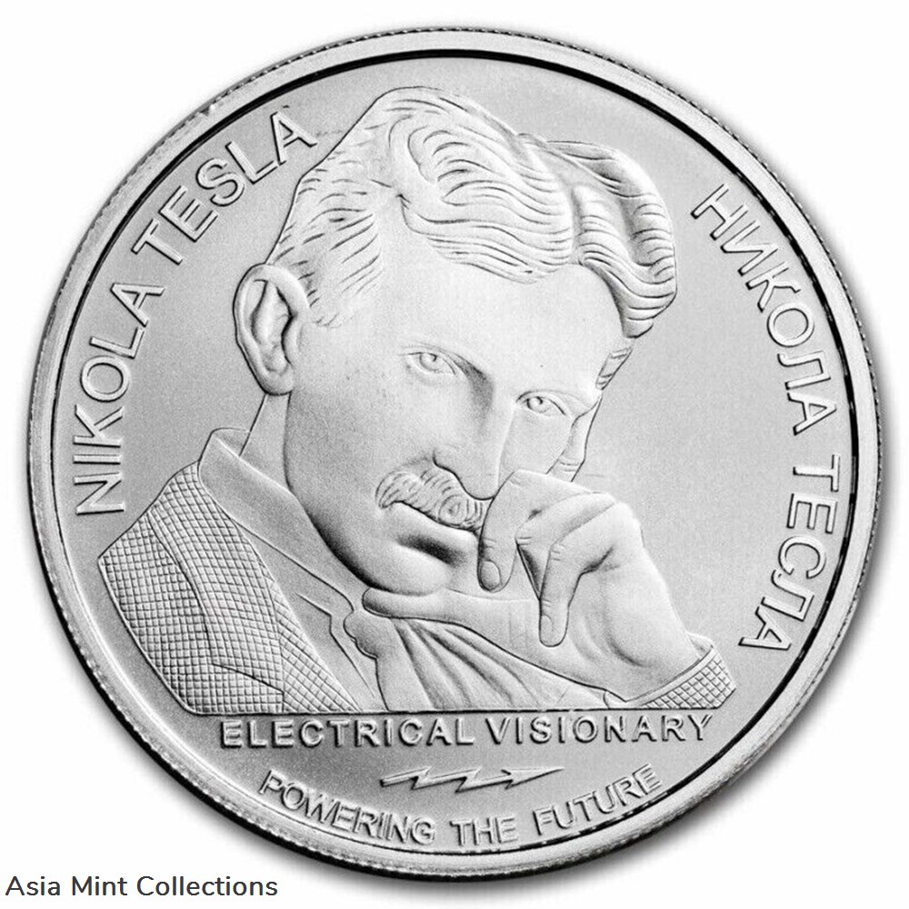 coins ingots bullion coin 2023 nikola tesla the tesla coil 1oz silver 9999 serbia 100 dinar st bu