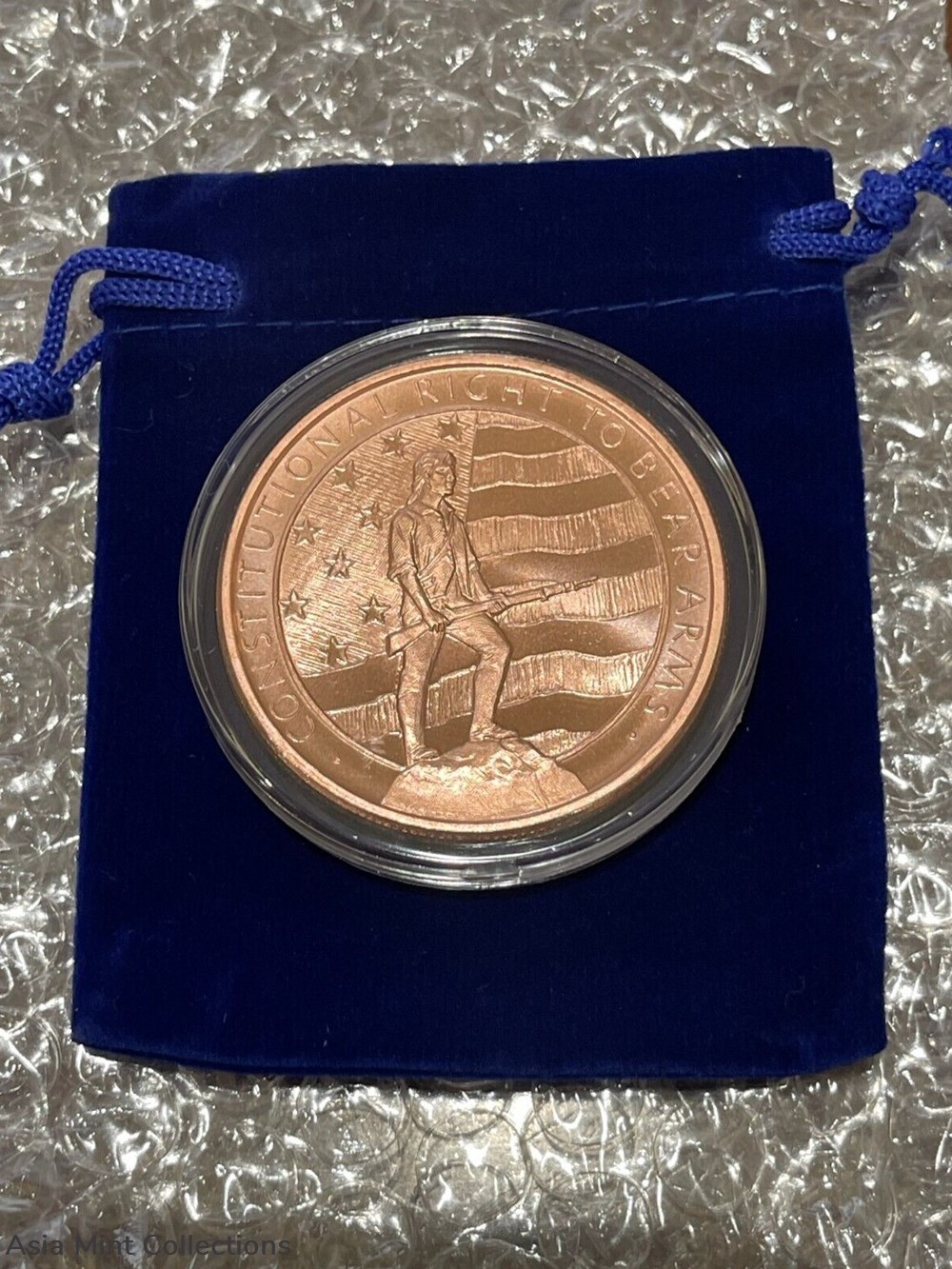 2022 - 2 oz. 2nd Amendment "RIGHT TO BEAR ARMS" Copper Round IN A CAPSULE & GIFT POUCH coins ingots bullion coin 2022 2 oz 2nd amendment right to bear arms copper round in a capsule gift pouch