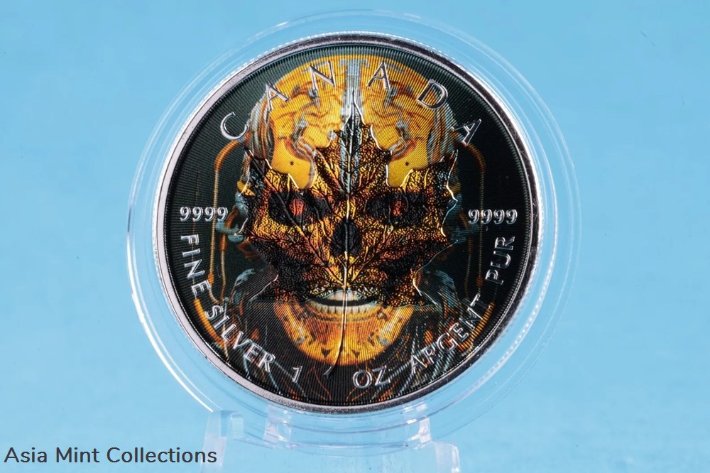 2023 Canada Cyber Skull 1 oz Silver Color Coin - COLOR EDITION 7 coins ingots bullion ingot 2023 canada cyber skull 1 oz silver color coin color edition