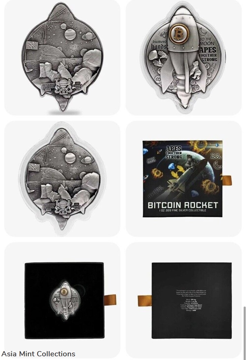 2022 Chad 1 oz Silver Bitcoin Rocket Shaped Antiqued High Relief Coin .999 Fine coins ingots bullion 2022 chad 1 oz silver bitcoin rocket shaped antiqued high relief coin 999 fine