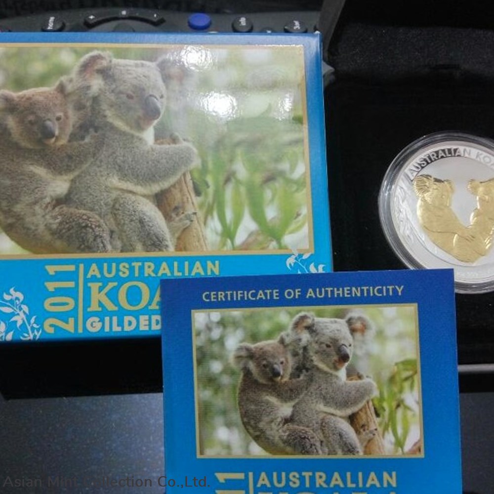2011 - Australian Koala - 1oz Gilded Coin 3 coins ingots bullion silver 2011 australian koala 1oz gilded coin