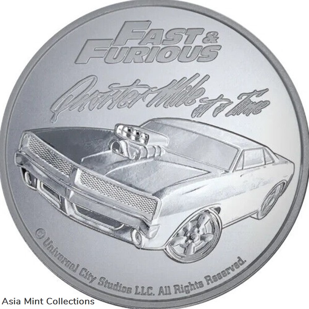 2023 - Samoa FAST AND FURIOUS QUARTER MILE AT A TIME 1oz Silver 999 ST/BU coins ingots bullion coin 2023 samoa fast and furious quarter mile at a time 1oz silver 999 st bu