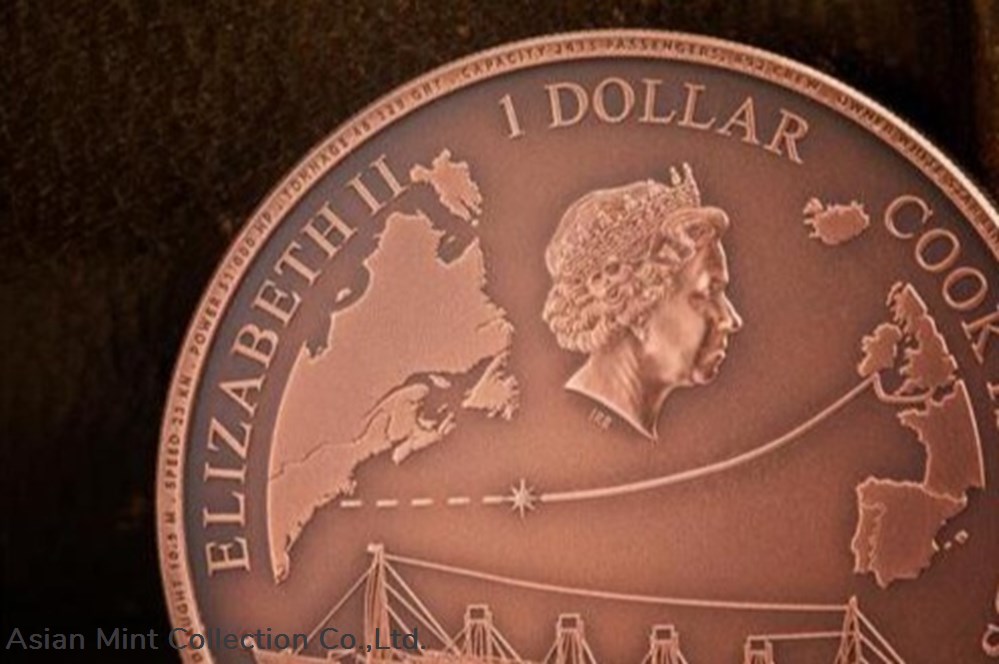 2022 - 50g Copper RMS Titanic Antique Finish $1 4 coins ingots bullion coin 2022 50g copper rms titanic antique finish 1