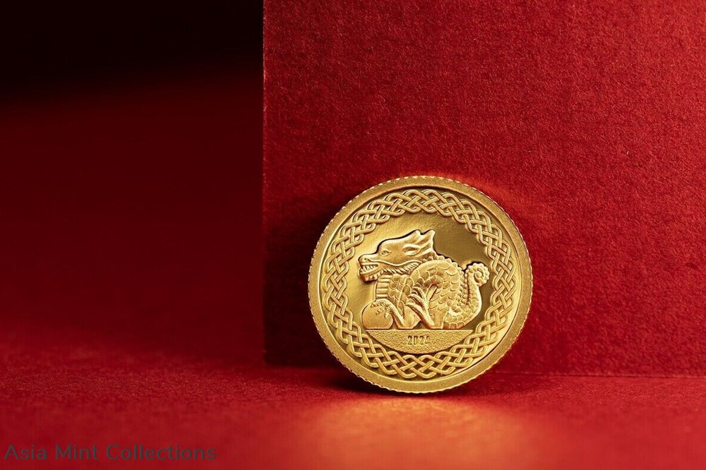 2024 Mongolia Lunar Year of the Dragon .5g Gold Proof Coin 4 coins ingots bullion silver 2024 mongolia lunar year of the dragon 5g gold proof coin