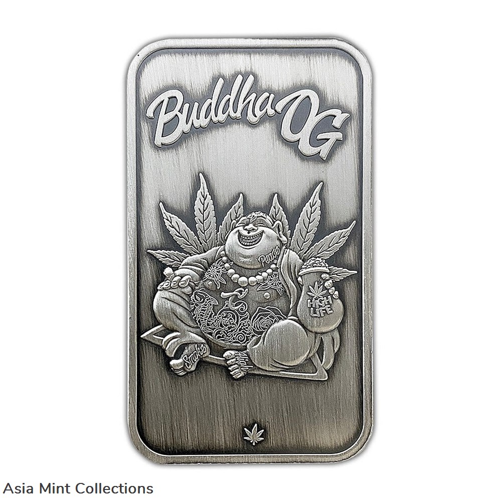 2023 - Buddha OG Antiqued 1 oz .999 Fine Silver Art Bar High Life Castronomics 2 coins ingots bullion coin 2023 buddha og antiqued 1 oz 999 fine silver art bar high life castronomics