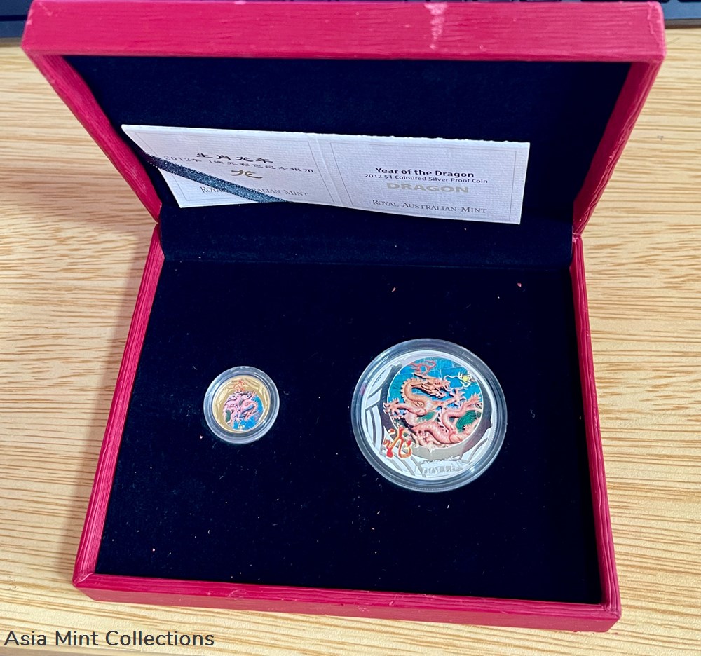 2012 Australia $1 Colorized Dragon Silver Proof Coin 1oz - Struck By Royal Australia 4 coins ingots bullion 2012 australia 1 colorized dragon silver proof coin 1oz struck by royal australia