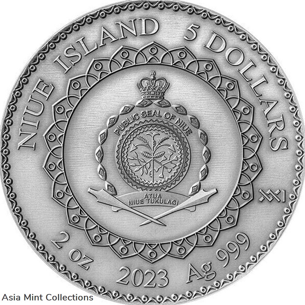 2023 - Rabbit Mandala Collection 2 oz Antique finish Silver Coin 5$ Niue 2 coins ingots bullion 2023 rabbit mandala collection 2 oz antique finish silver coin 5 niue