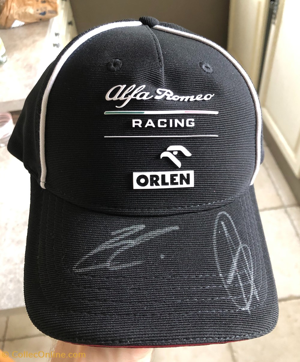 Casquette Afla Romeo F1 signée par Raikkonen et Giovinazzi sport olympisme sports mecaniques competition automobile casquette afla romeo f1 signee par raikkonen et giovinazzi