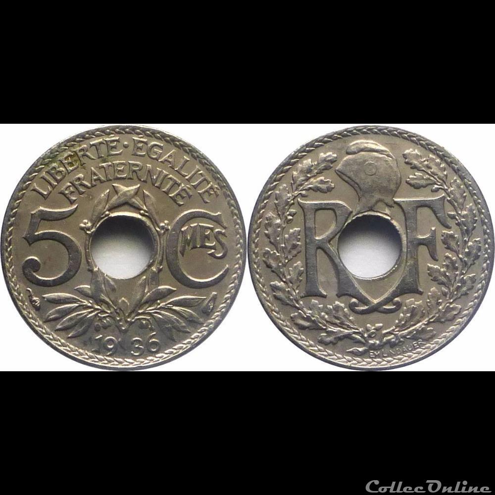monnaie france moderne 1936 05 cts petit module paris