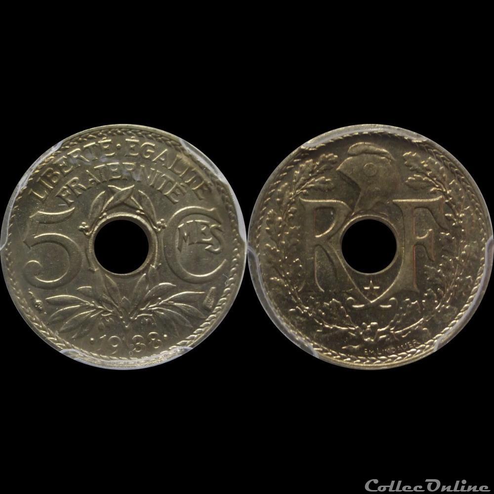 monnaie france moderne 1938 05 cts petit module paris 1938