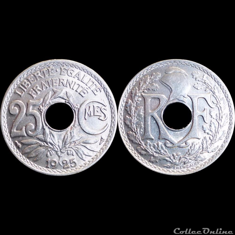 monnaie france moderne 1925 25 cts tranche lisse