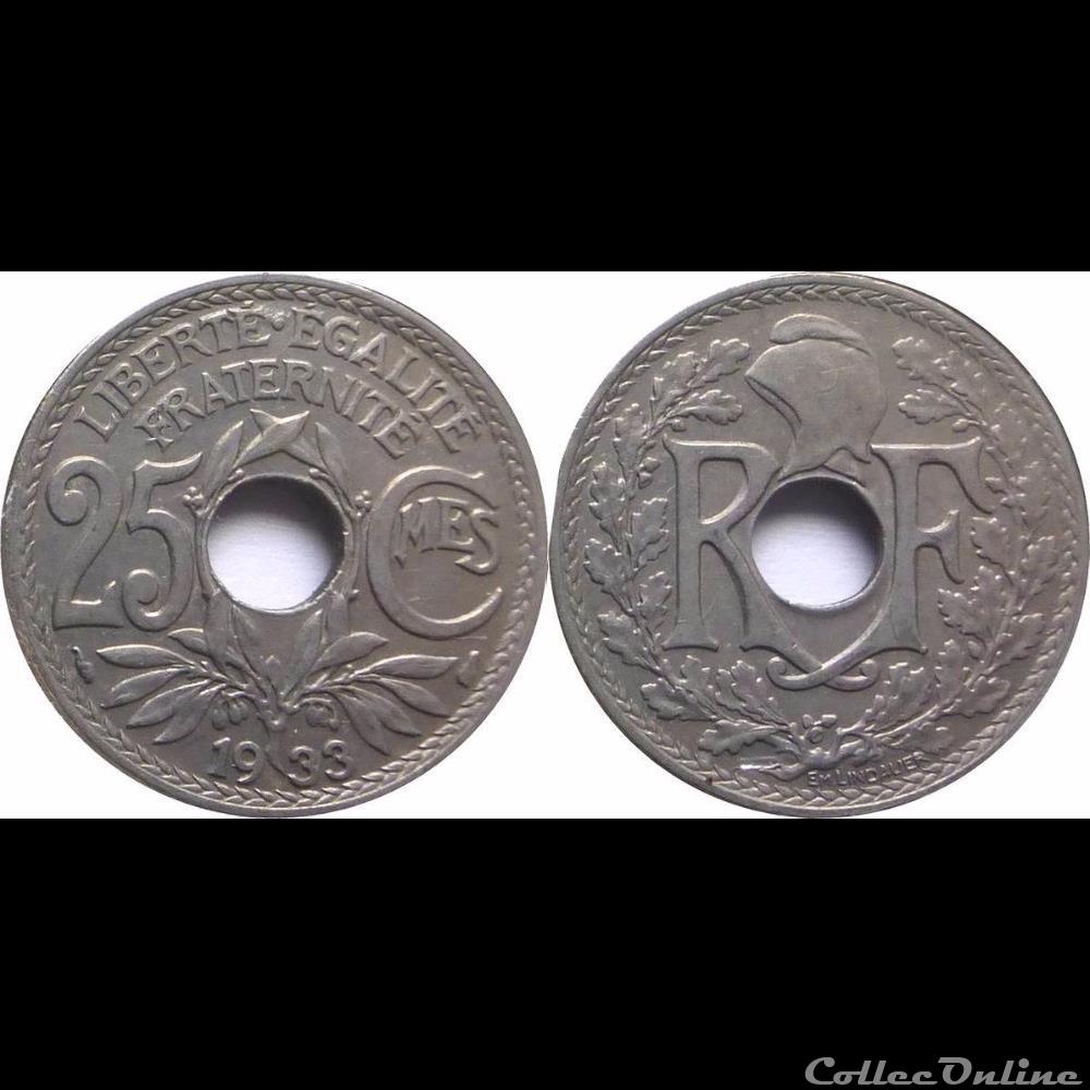 monnaie france moderne 1933 25 cts tranche lisse