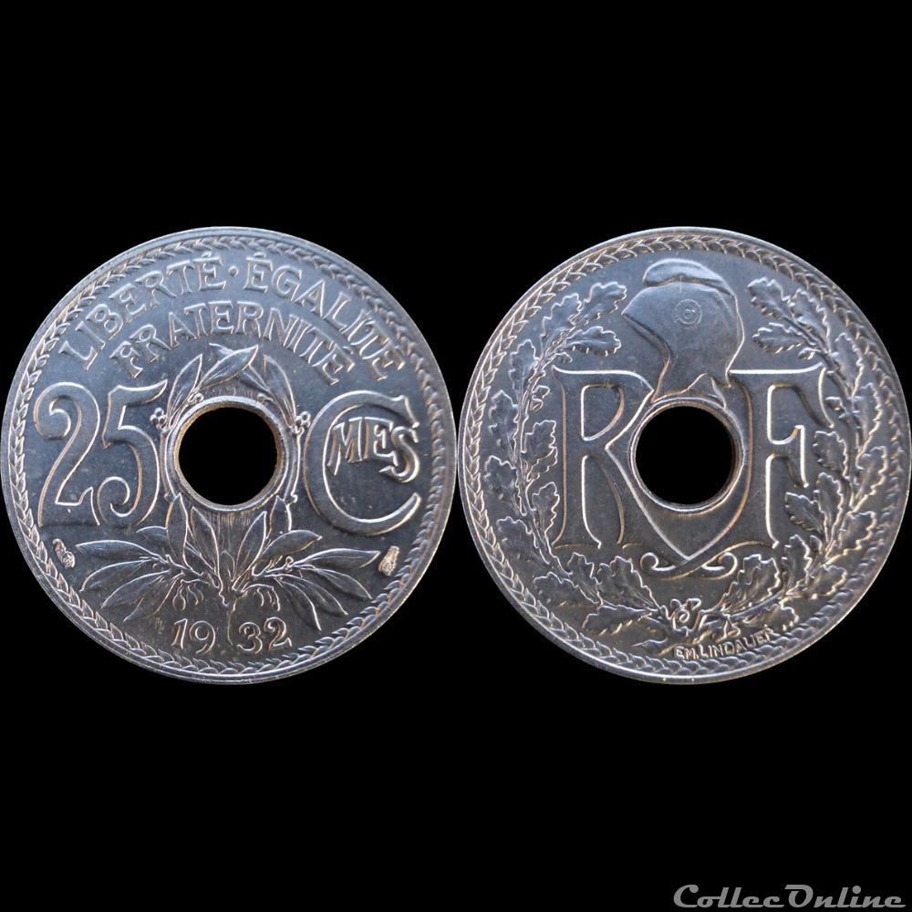 1932 - 25 cts tranche lisse monnaie france moderne 1932 25 cts tranche lisse