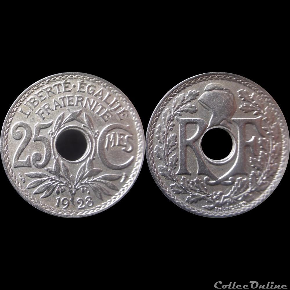 1928 - 25 cts tranche lisse monnaie france moderne 1928 25 cts tranche lisse