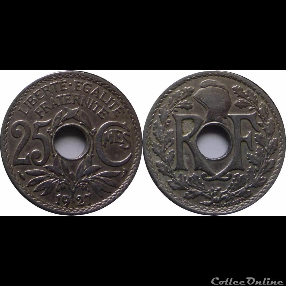 monnaie france moderne 1927 25 cts tranche lisse