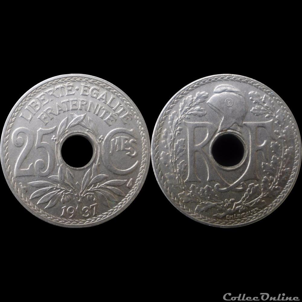 monnaie france moderne 1937 25 cts tranche lisse