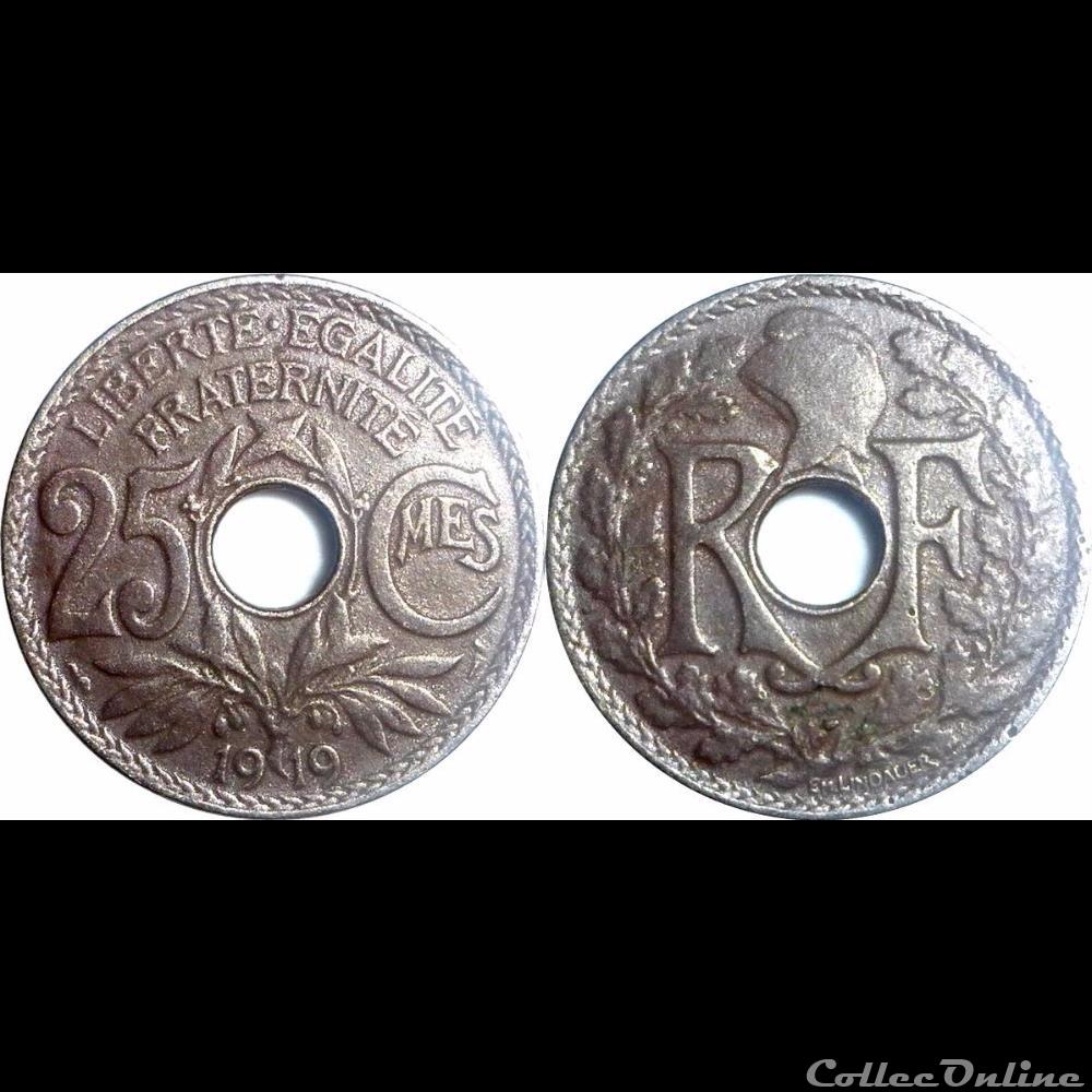 1919 - 25 cts non souligné monnaie france moderne 1919 25 cts non souligne