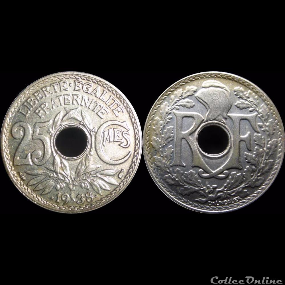 1938 - 25 cts tranche lisse - •1938• monnaie france moderne 1938 25 cts tranche lisse 1938