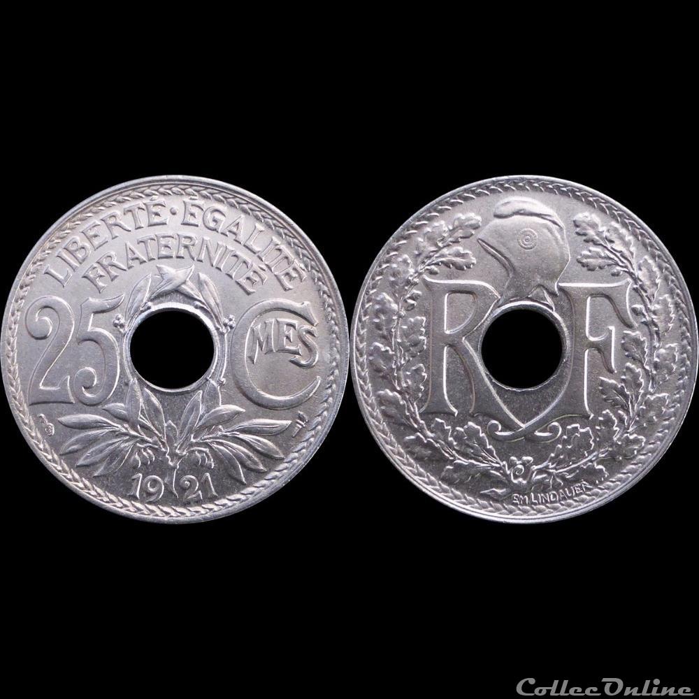1921 - 25 cts tranche lisse monnaie france moderne 1921 25 cts tranche lisse