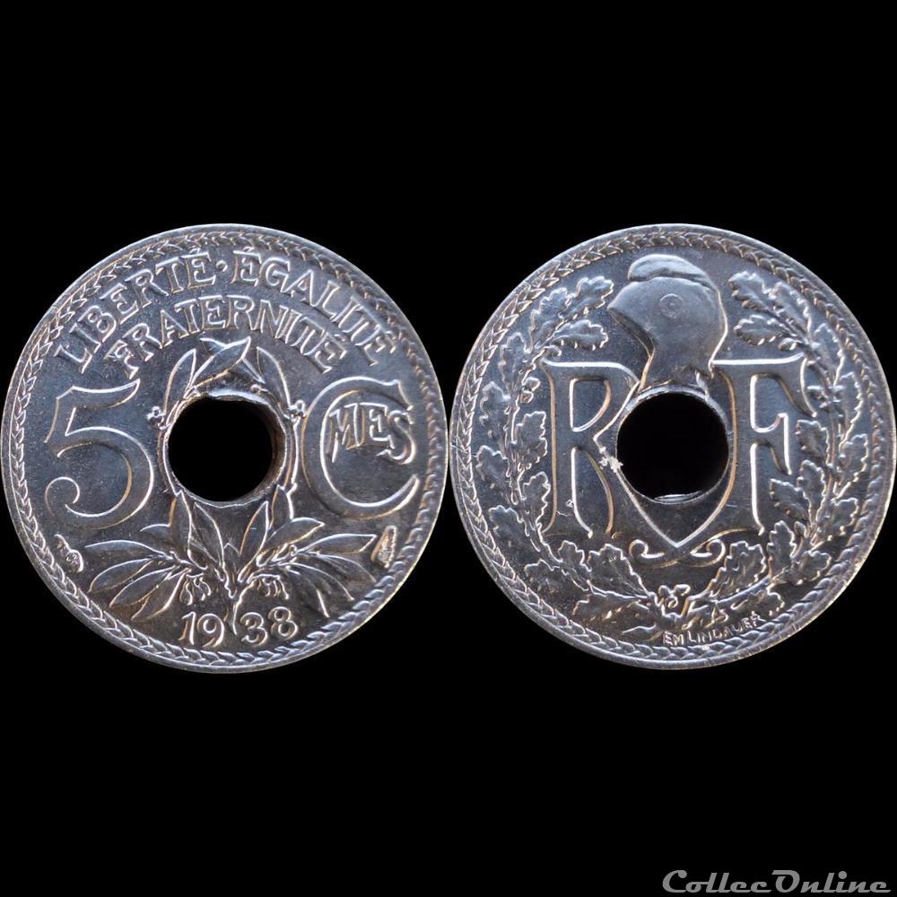 monnaie france moderne 1938 05 cts petit module paris