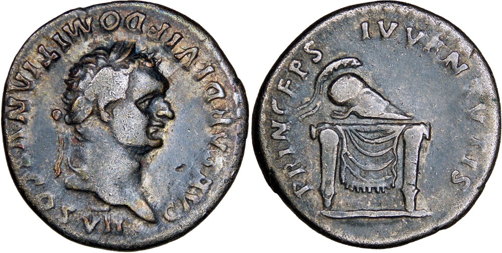 2.163. Domitian Caesar - denarius (Corinthian helmet) monnaies antiques romaines imperiales republicaines 2 163 domitian caesar denarius corinthian helmet
