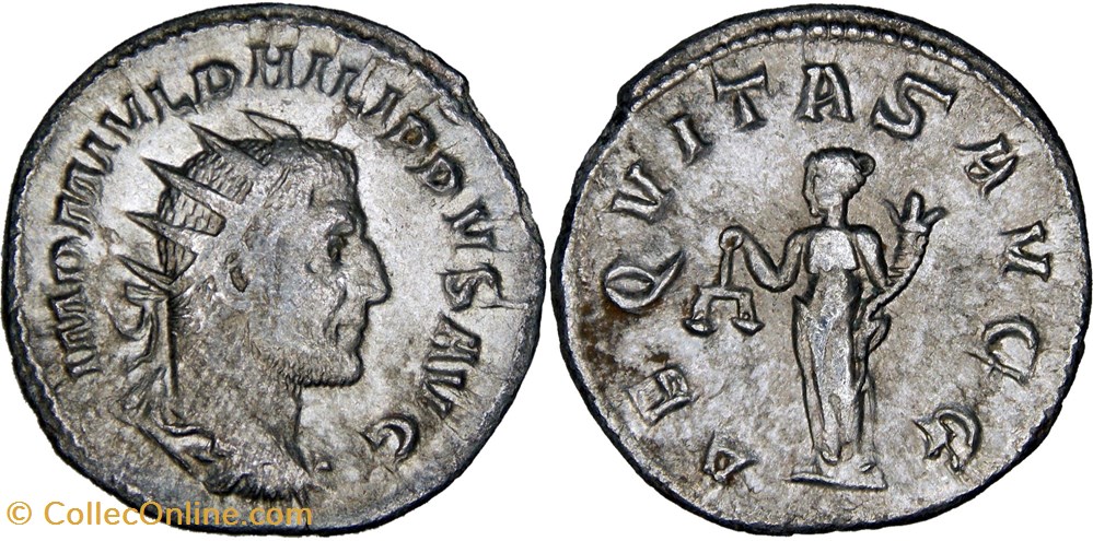 monnaies antiques romaines republicaines imperiales philippus i 27b aequitas