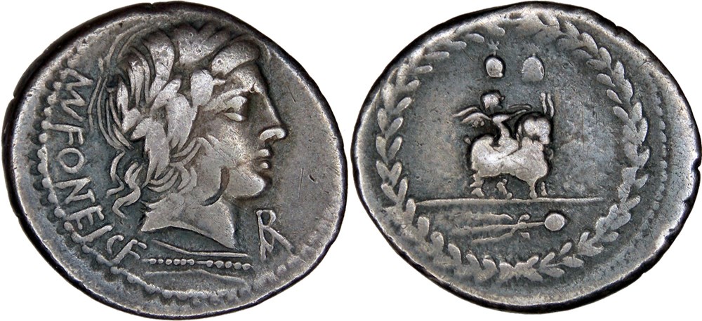 353/1a. Fonteia (85 BC) monnaies antiques romaines imperiales et republicaines 353 1a fonteia 85 bc