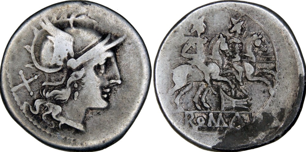 114/1. Anonymous - denarius (206-195 BC) monnaie antique av jc ap romaine republicaine imperiale 114 1 anonymous denarius 206 195 bc