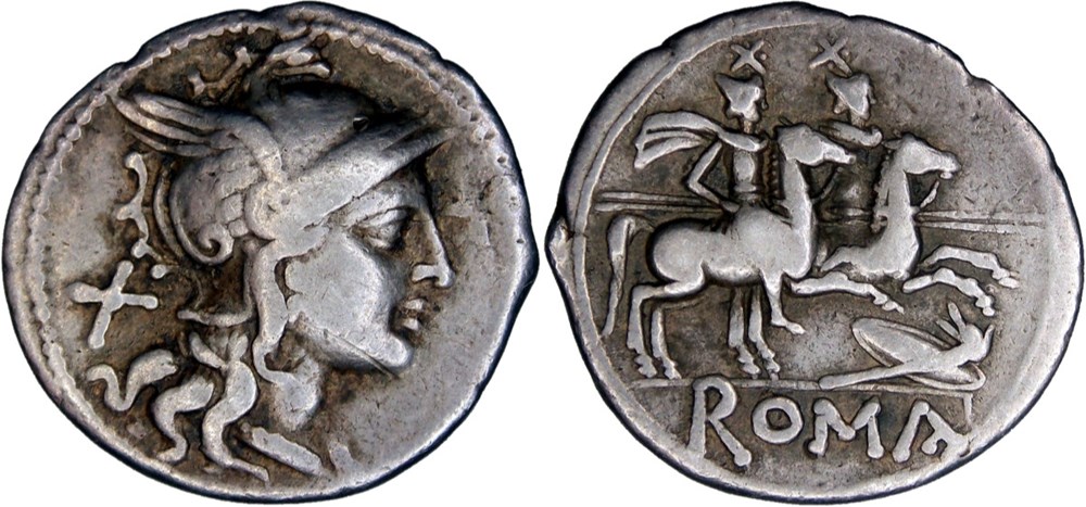 128/1. Decia - denarius (206-200 BC) monnaies antiques romaines imperiales et republicaines 128 1 decia denarius 206 200 bc