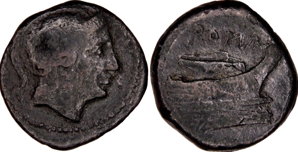 038/8. Anonymous - quartuncia (217-5 BC) monnaies antiques romaines republicaines imperiales 038 8 anonymous quartuncia 217 5 bc